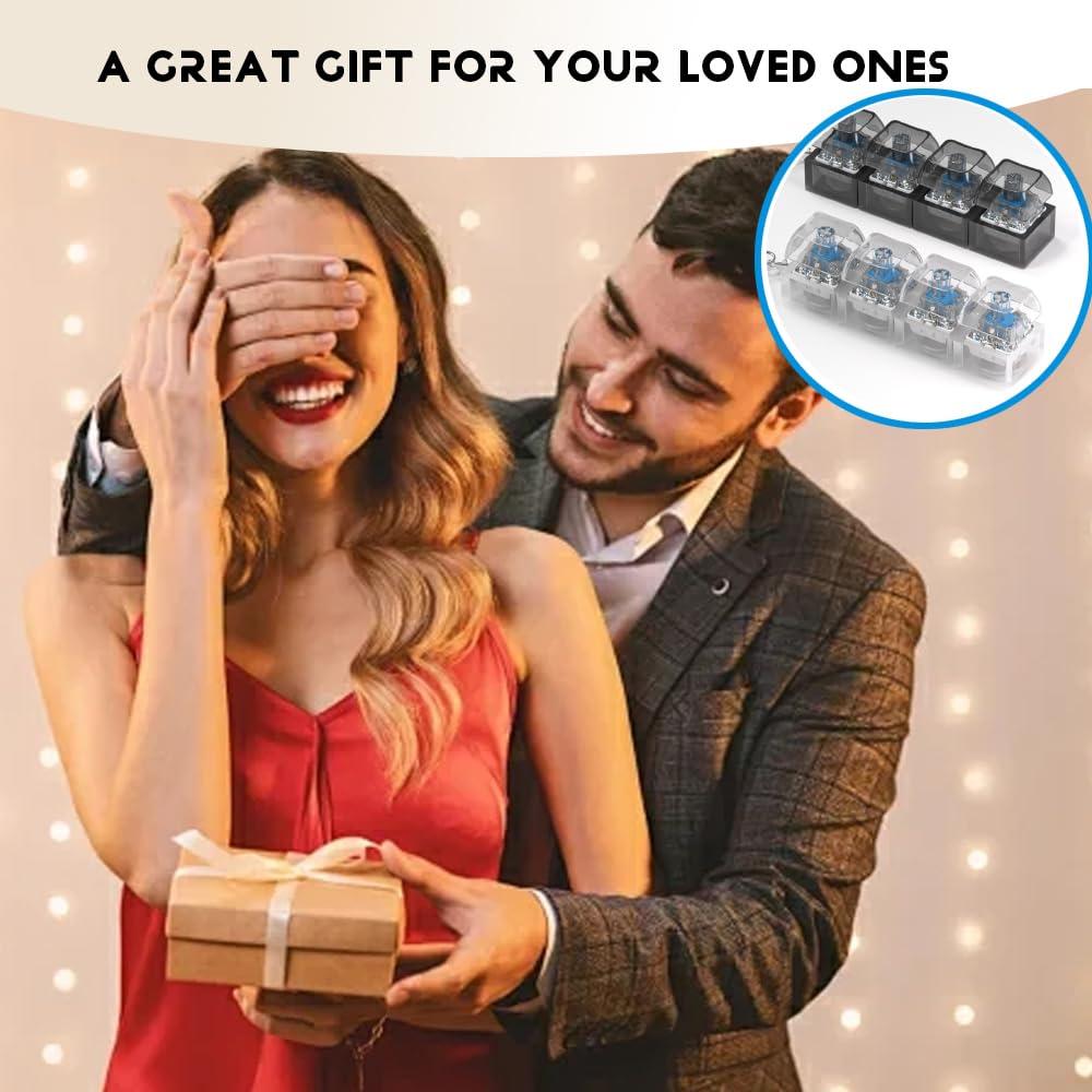 2 Pcs Keyboard Fidget Toy for Adults Fidget Keyboard Clicker Toys with LED Lights Keychain Stress Relief for Anxiety Decompression (Black and White)