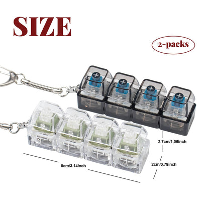 2 Pcs Keyboard Fidget Toy for Adults Fidget Keyboard Clicker Toys with LED Lights Keychain Stress Relief for Anxiety Decompression (Black and White)