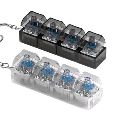 2 Pcs Keyboard Fidget Toy for Adults Fidget Keyboard Clicker Toys with LED Lights Keychain Stress Relief for Anxiety Decompression (Black and White)