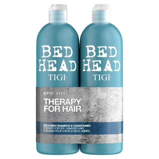 Bed Head by TIGI 750ml Recovery Shampoo and Conditioner Set - Deep Moisture, Salon-Pro, Shampoo and Conditioner for Dry, Heat Damaged Hair to Control Frizz, Unisex Colour Protection Hair Treatment