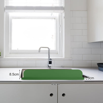 Kitchen Sink Splash Guard Silicone Sink Water Splash Guard Splatter Baffle Board With Sponge Holder For Home Countertop Protector(mint green)
