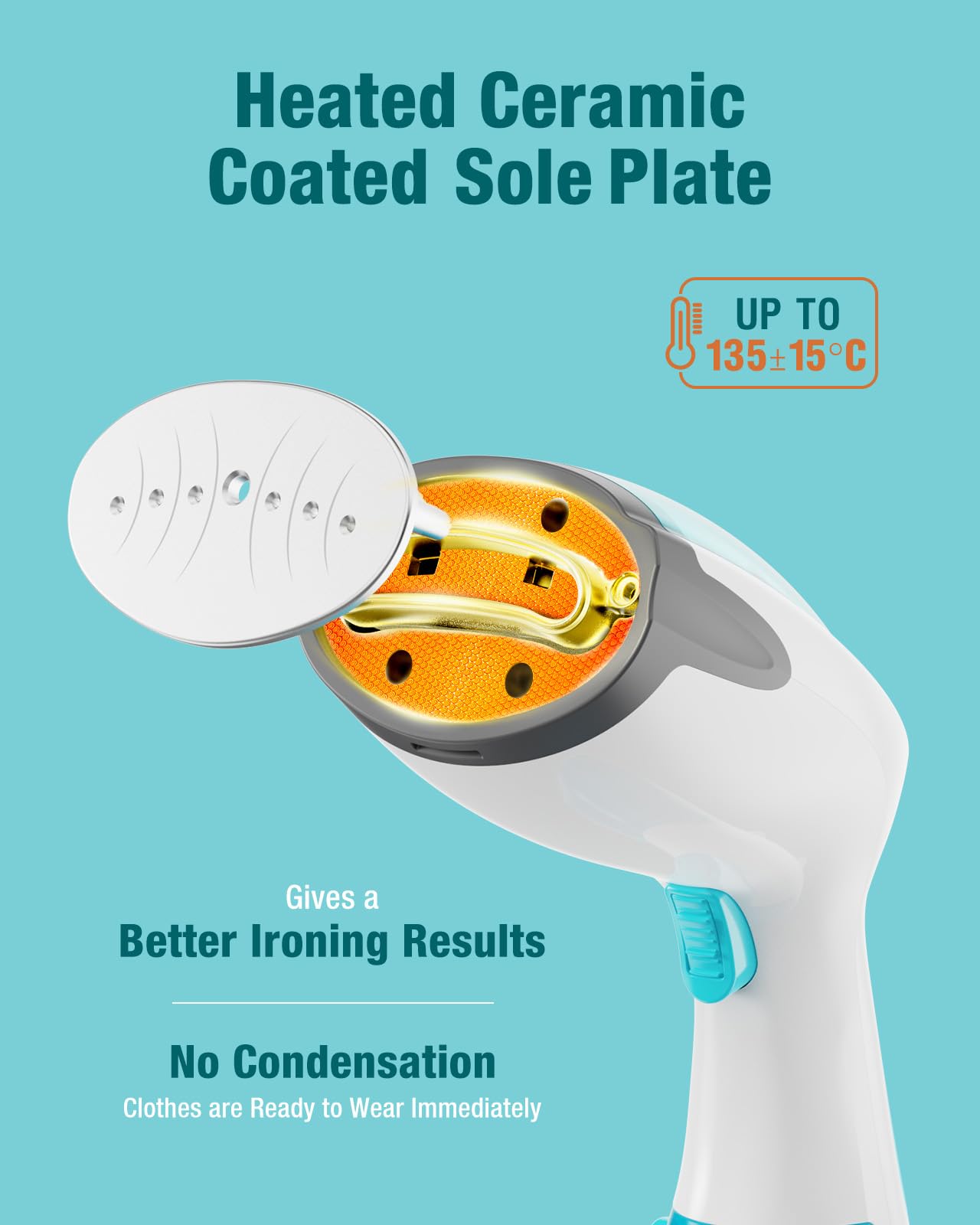 BEAUTURAL Clothes Steamer, Portable Handheld Steamer, Garment Fabric Wrinkles Remover, 30-Second Fast Heat-up, Auto-Off, Large Detachable Water Tank