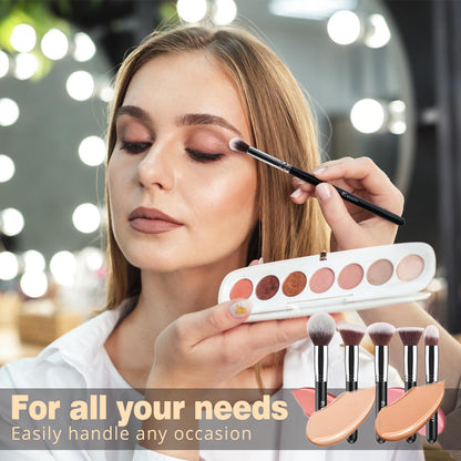 BEAKEY Diversity Makeup Brushes 12 Pcs Makeup Kit, Premium Synthetic Kabuki Foundation Face Powder Concealer Eyeshadow Blush Set, with 2 Pcs Blender Sponges (Black/Silver)