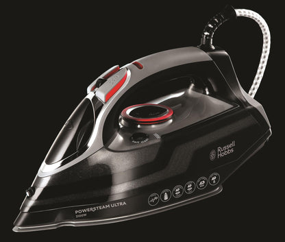 Russell Hobbs Steam Iron [3100W, 210 g/min extra steam boost, 70 g/min steam] Power Steam (350ml, ceramic soleplate, self-cleaning & spray water function, anti-limescale, drip stop) 20630