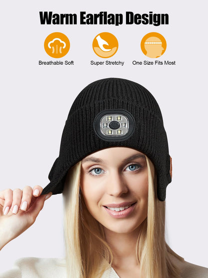 Valentines Day Gifts for Him, Valentine Gifts for Men, Mens Gift Cool Gadgets, LED Bluetooth Beanie with Light for Men