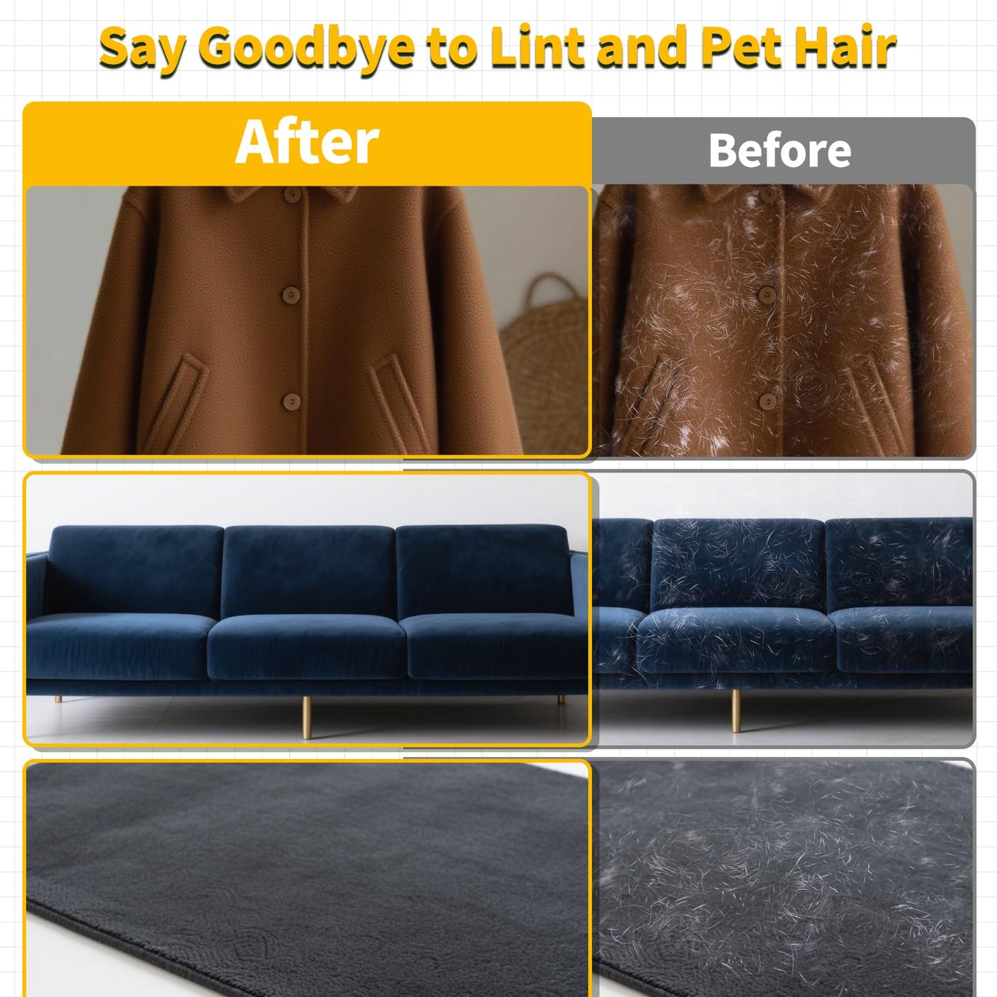 Pet Hair Removal Glove for Dogs & Cats, Newly Upgraded Reusable Electrostatic Pet Hair Glove, Magic Brush Pet Hair Remover Tool for Clothing, Couch, Carpet, Car Seat