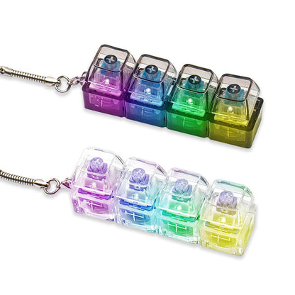 2 Pcs Keyboard Fidget Toy for Adults Fidget Keyboard Clicker Toys with LED Lights Keychain Stress Relief for Anxiety Decompression (Black and White)