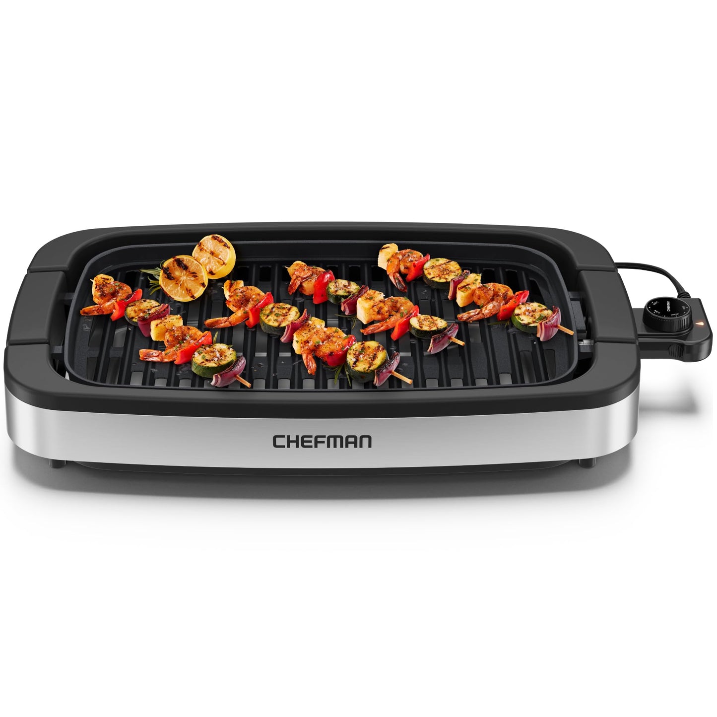 Chefman Indoor Electric Grill 1400W-1650W, 38x23 Large Grilling Surface, Nonstick Table Top Grill for Indoor Grilling and BBQ with Adjustable Temperature Control, Drip Tray, Dishwasher - Safe Parts