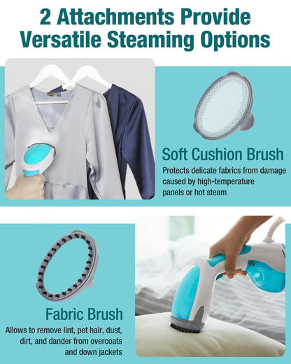 BEAUTURAL Clothes Steamer, Portable Handheld Steamer, Garment Fabric Wrinkles Remover, 30-Second Fast Heat-up, Auto-Off, Large Detachable Water Tank