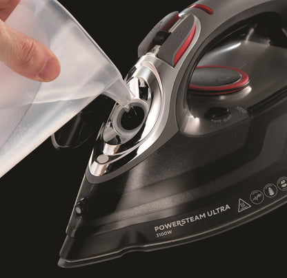 Russell Hobbs Steam Iron [3100W, 210 g/min extra steam boost, 70 g/min steam] Power Steam (350ml, ceramic soleplate, self-cleaning & spray water function, anti-limescale, drip stop) 20630