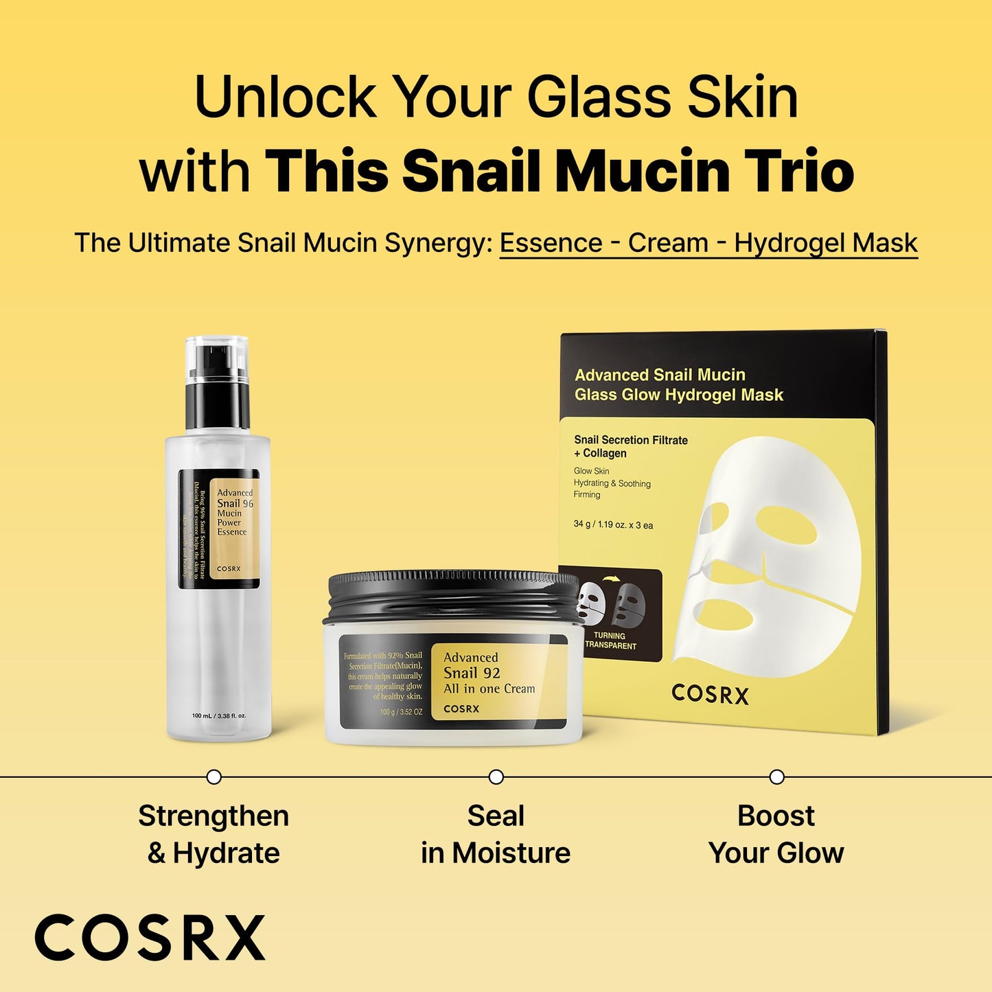 COSRX Advanced Snail 92 All in One Cream Korean Snail Mucin Face Cream & Gel Moisturiser for Dry Sensitive and Anti Aging Skin, Daily Soothing and Moisturising Cream, Korean Skincare 100g