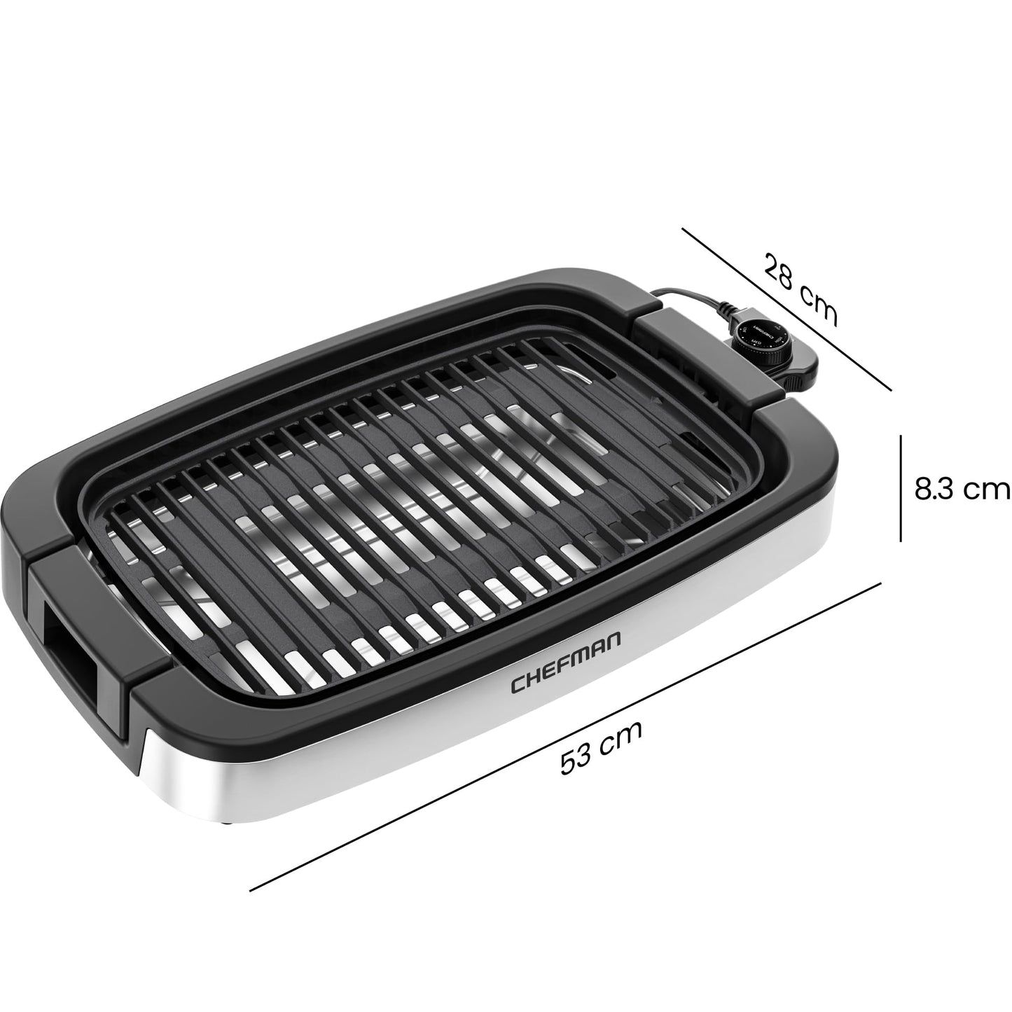 Chefman Indoor Electric Grill 1400W-1650W, 38x23 Large Grilling Surface, Nonstick Table Top Grill for Indoor Grilling and BBQ with Adjustable Temperature Control, Drip Tray, Dishwasher - Safe Parts
