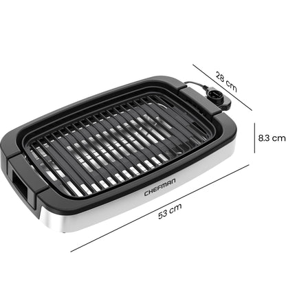 Chefman Indoor Electric Grill 1400W-1650W, 38x23 Large Grilling Surface, Nonstick Table Top Grill for Indoor Grilling and BBQ with Adjustable Temperature Control, Drip Tray, Dishwasher - Safe Parts