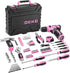 DEKO Pink Tool Kit: 126-Piece DIY Set with 8V Cordless Drill, Electric Drills & Hand Tools for Women