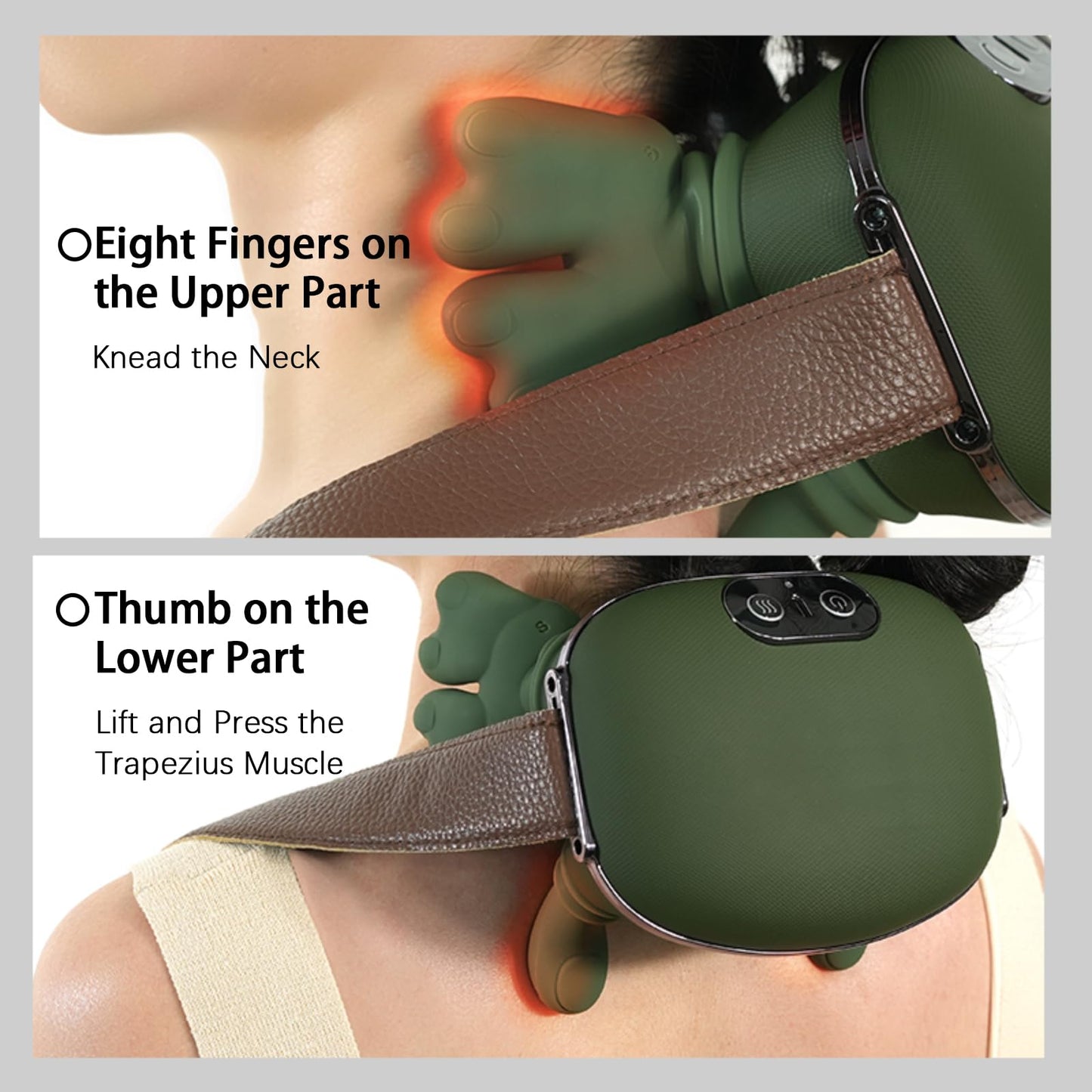 Neck and Shoulder Massager,Portable Shiatsu Back Massage Hand-Shaped Deep Tissue 4D Kneading Massager with Heat for Pain Relief and Muscle Relax,Christmas Gifts for Women Men,(Green)