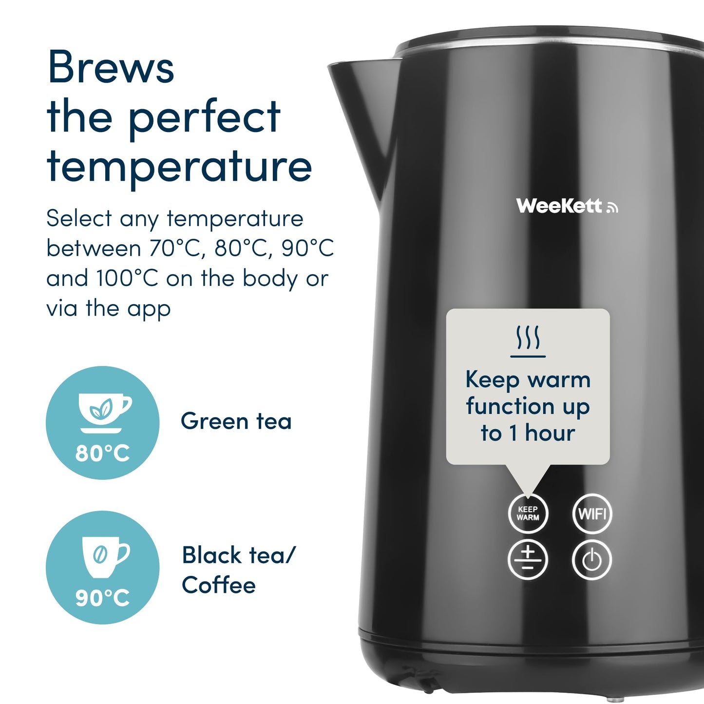 Alexa Smart Kettle, 1.7L - Smart Home Voice Control - Temperature Control with Cool Touch, LED Display & Keep Warm Function - 3000w Energy Efficient & BPA Free - Black