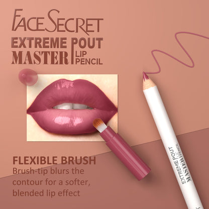 5PCS Extreme Master Lip Pencil Set, Matte Nude Lip Contour Lip Liner with Built-In Blending Brush, Smooth Long-Wear for Defined Lips (#01 ROSE COCOA)