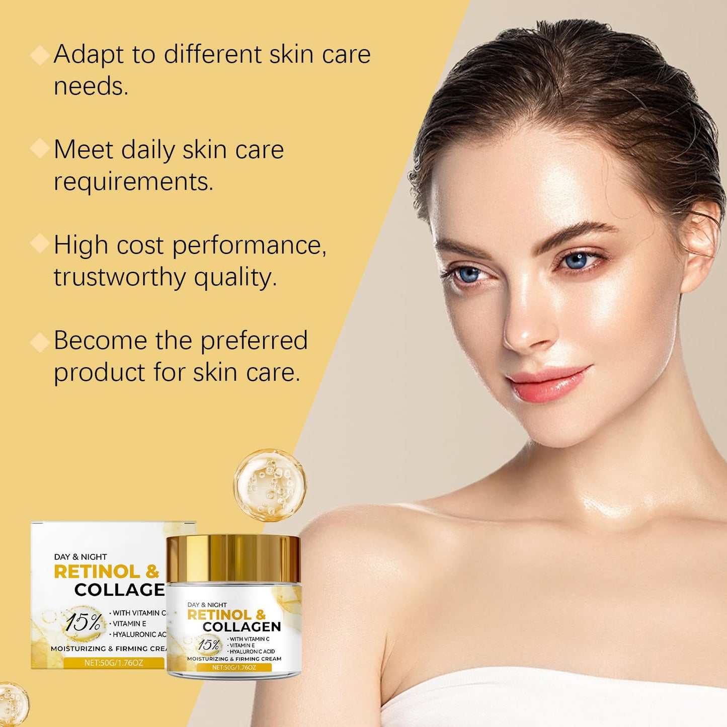 Retinol Cream for Face Anti Aging: Retinol Face Neck Wrinkle Cream with Collagen Hyaluronic Acid - Night Moisturizer for Men Women - Anti Aging Facial Skin Care Gifts for Mom Dad Sister