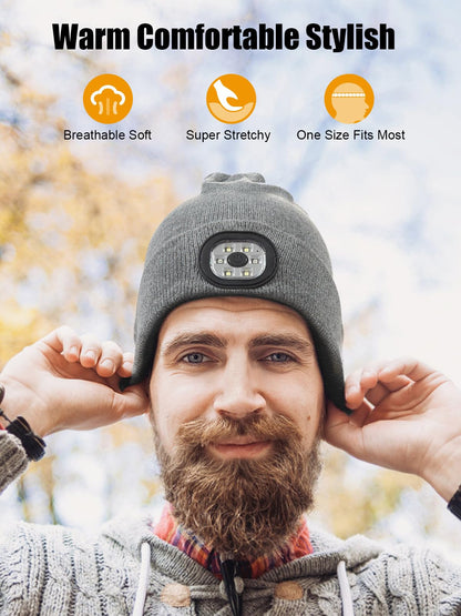 Valentines Day Gifts for Him, Valentine Gifts for Men, Mens Gift Cool Gadgets, LED Bluetooth Beanie with Light for Men