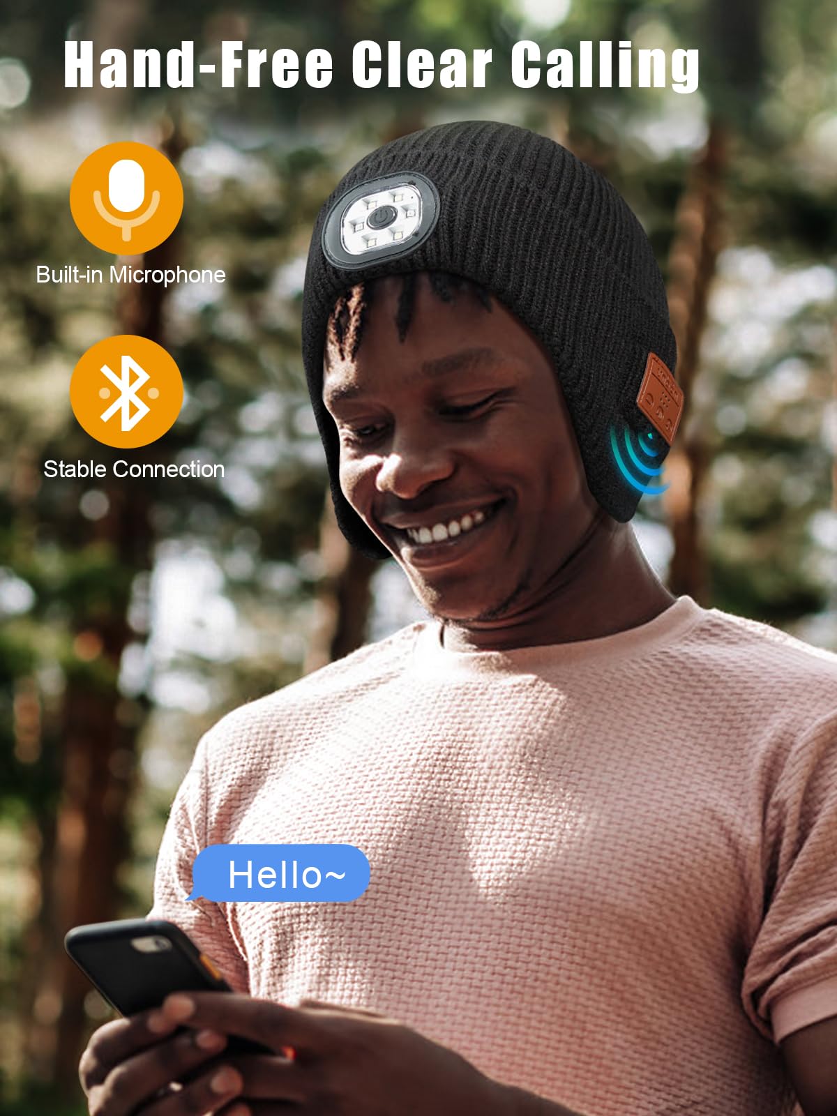 Valentines Day Gifts for Him, Valentine Gifts for Men, Mens Gift Cool Gadgets, LED Bluetooth Beanie with Light for Men