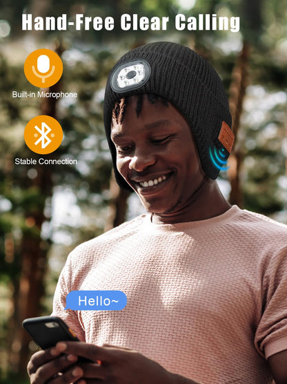 Valentines Day Gifts for Him, Valentine Gifts for Men, Mens Gift Cool Gadgets, LED Bluetooth Beanie with Light for Men
