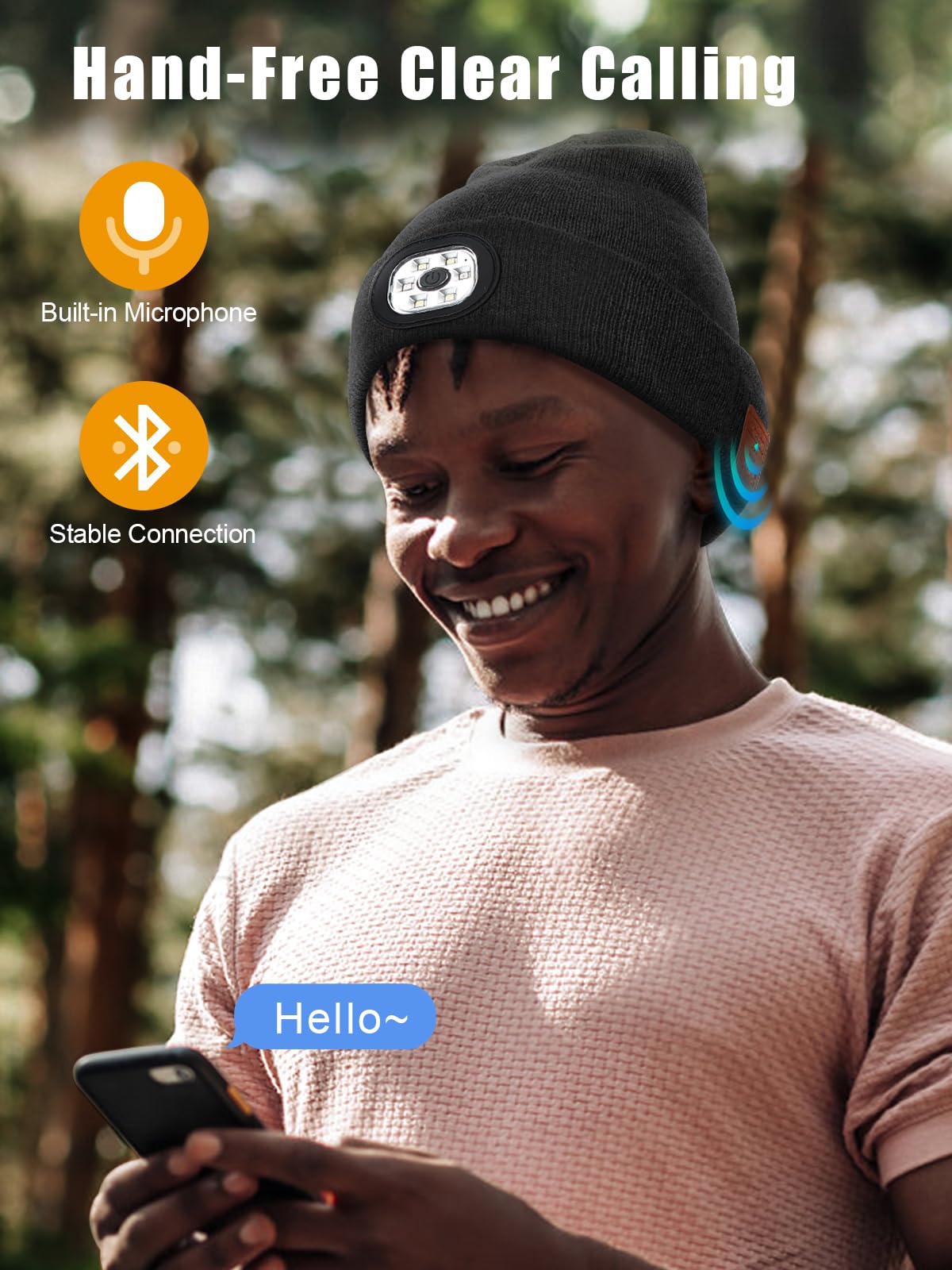 Valentines Day Gifts for Him, Valentine Gifts for Men, Mens Gift Cool Gadgets, LED Bluetooth Beanie with Light for Men