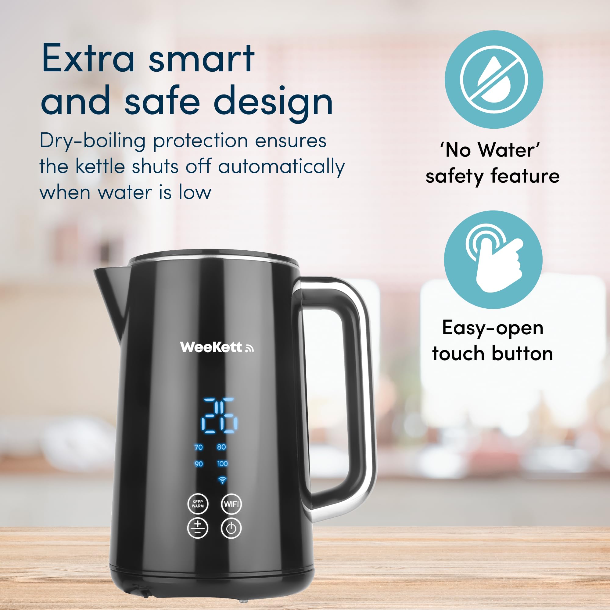 Alexa Smart Kettle, 1.7L - Smart Home Voice Control - Temperature Control with Cool Touch, LED Display & Keep Warm Function - 3000w Energy Efficient & BPA Free - Black