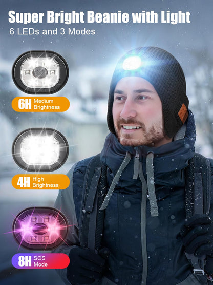 Valentines Day Gifts for Him, Valentine Gifts for Men, Mens Gift Cool Gadgets, LED Bluetooth Beanie with Light for Men