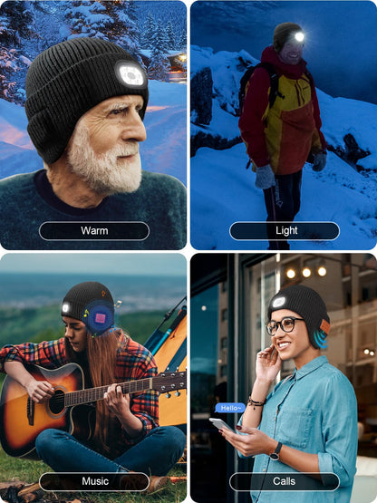 Valentines Day Gifts for Him, Valentine Gifts for Men, Mens Gift Cool Gadgets, LED Bluetooth Beanie with Light for Men