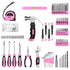 DEKO Pink Tool Kit: 126-Piece DIY Set with 8V Cordless Drill, Electric Drills & Hand Tools for Women