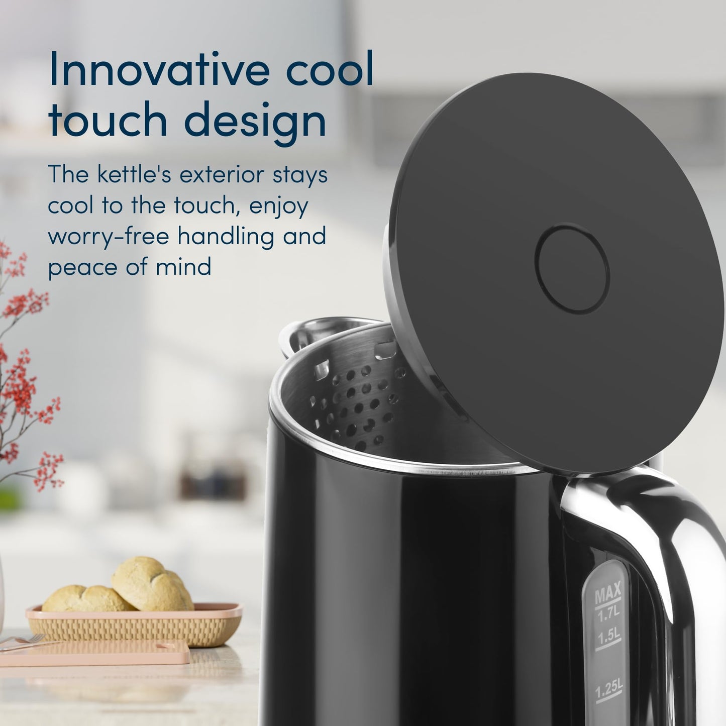Alexa Smart Kettle, 1.7L - Smart Home Voice Control - Temperature Control with Cool Touch, LED Display & Keep Warm Function - 3000w Energy Efficient & BPA Free - Black