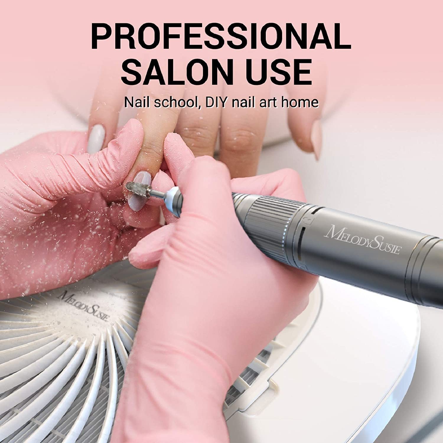 MELODYSUSIE Nail Dust Collector with Reusable Filter Low Noise Nail Vacuum Cleaner Fan Electric Nail Dust Suction Machine for Acrylic Nails Polishing, Powerful, Nail Salon (White)