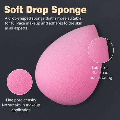 BEAKEY Diversity Makeup Brushes 12 Pcs Makeup Kit, Premium Synthetic Kabuki Foundation Face Powder Concealer Eyeshadow Blush Set, with 2 Pcs Blender Sponges (Black/Silver)