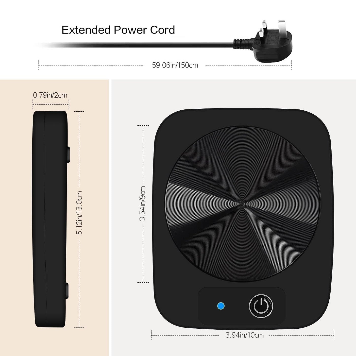 Azyh Candle Warmer, Electric Candle Warmer for Desk with Aluminum Metal Panel, 55℃ Beverage Mug Warmer for Heating Coffee, Milk, Tea, Cocoa, Candle, Gifts for Coffee Lovers Home Office