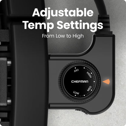 Chefman Indoor Electric Grill 1400W-1650W, 38x23 Large Grilling Surface, Nonstick Table Top Grill for Indoor Grilling and BBQ with Adjustable Temperature Control, Drip Tray, Dishwasher - Safe Parts