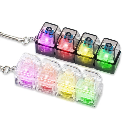 2 Pcs Keyboard Fidget Toy for Adults Fidget Keyboard Clicker Toys with LED Lights Keychain Stress Relief for Anxiety Decompression (Black and White)