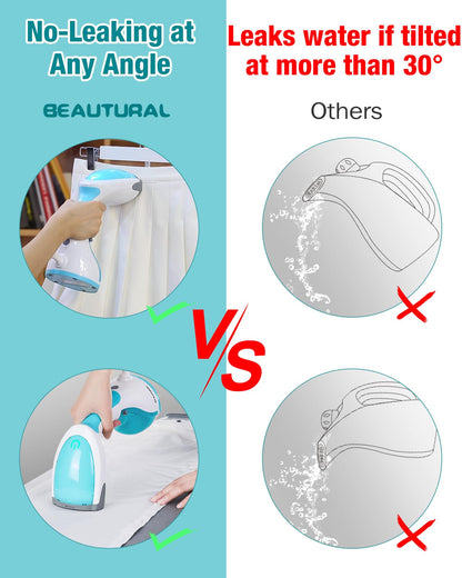 BEAUTURAL Clothes Steamer, Portable Handheld Steamer, Garment Fabric Wrinkles Remover, 30-Second Fast Heat-up, Auto-Off, Large Detachable Water Tank