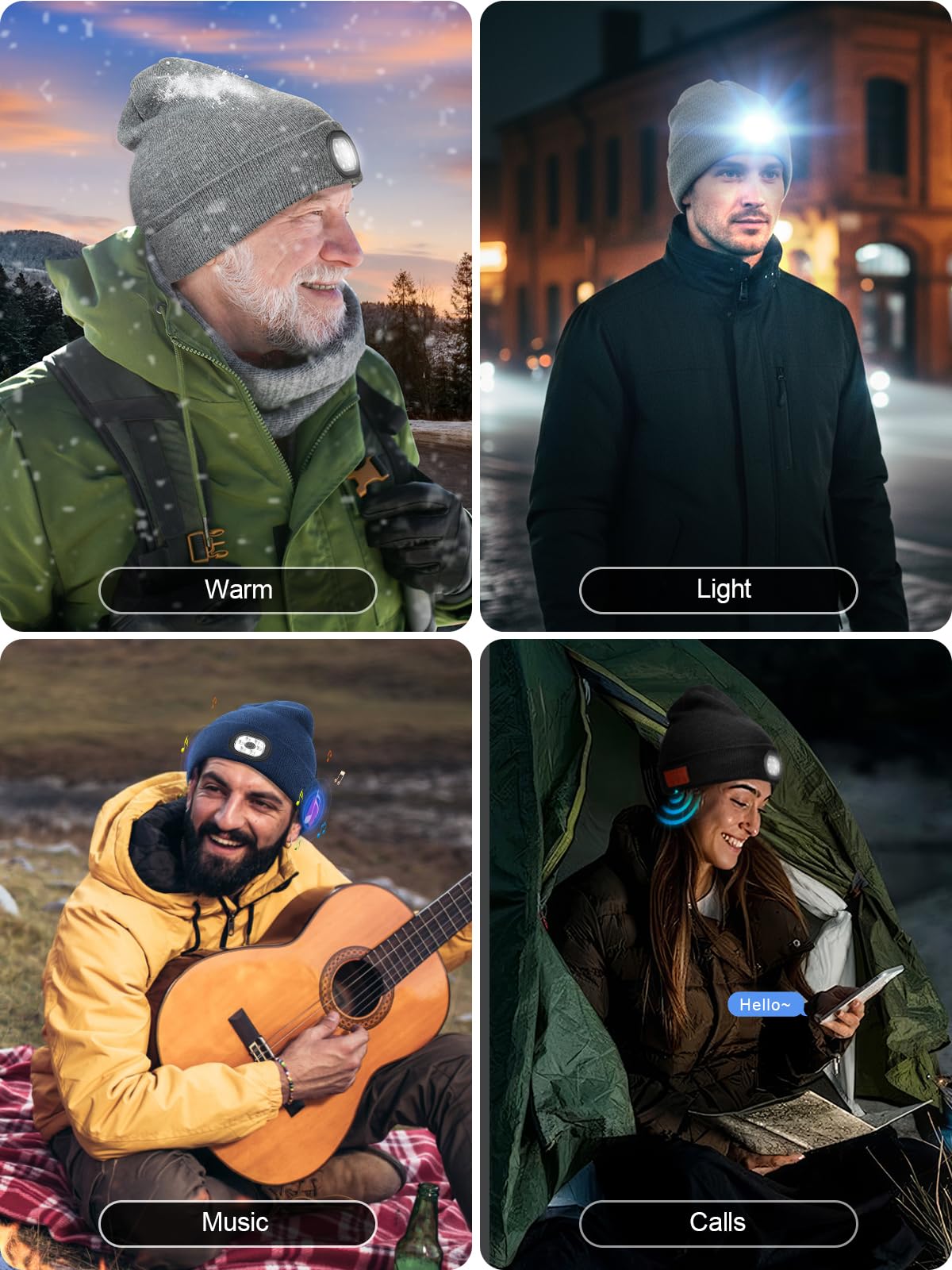 Valentines Day Gifts for Him, Valentine Gifts for Men, Mens Gift Cool Gadgets, LED Bluetooth Beanie with Light for Men