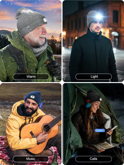 Valentines Day Gifts for Him, Valentine Gifts for Men, Mens Gift Cool Gadgets, LED Bluetooth Beanie with Light for Men