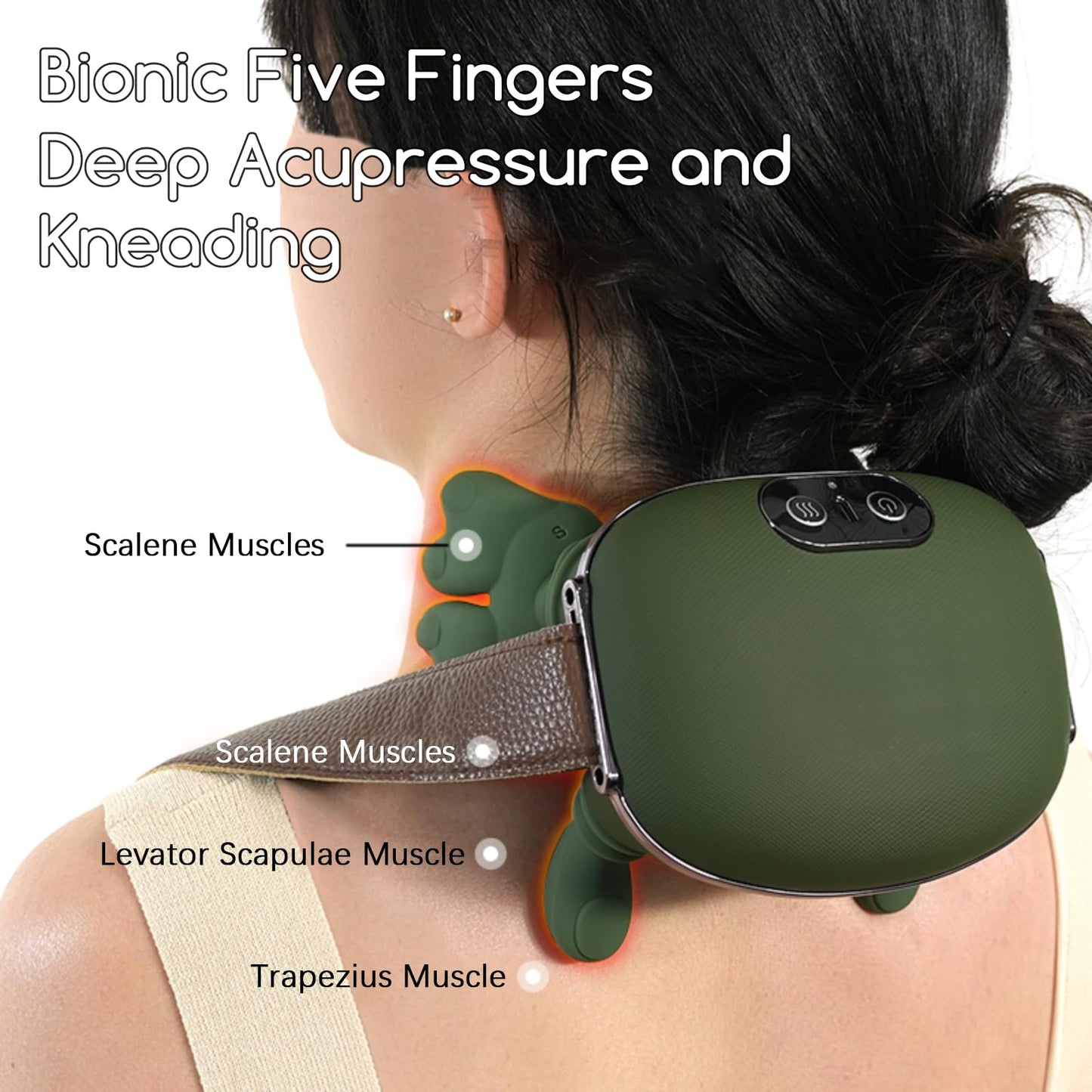 Neck and Shoulder Massager,Portable Shiatsu Back Massage Hand-Shaped Deep Tissue 4D Kneading Massager with Heat for Pain Relief and Muscle Relax,Christmas Gifts for Women Men,(Green)