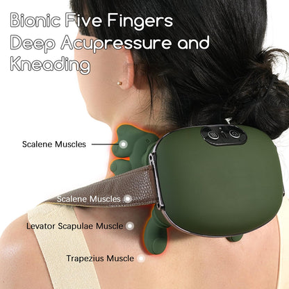 Neck and Shoulder Massager,Portable Shiatsu Back Massage Hand-Shaped Deep Tissue 4D Kneading Massager with Heat for Pain Relief and Muscle Relax,Christmas Gifts for Women Men,(Green)