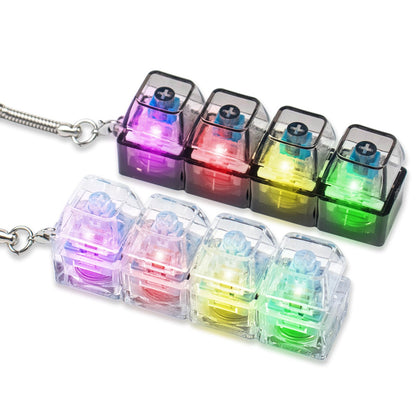 2 Pcs Keyboard Fidget Toy for Adults Fidget Keyboard Clicker Toys with LED Lights Keychain Stress Relief for Anxiety Decompression (Black and White)