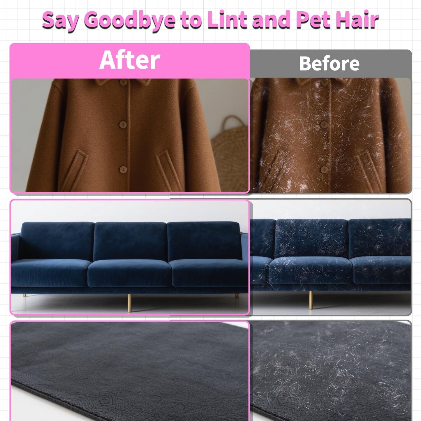 Pet Hair Removal Glove for Dogs & Cats, Newly Upgraded Reusable Electrostatic Pet Hair Glove, Magic Brush Pet Hair Remover Tool for Clothing, Couch, Carpet, Car Seat