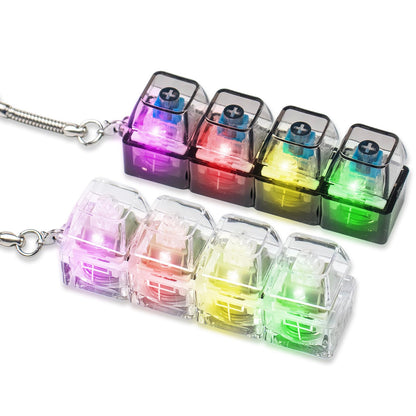 2 Pcs Keyboard Fidget Toy for Adults Fidget Keyboard Clicker Toys with LED Lights Keychain Stress Relief for Anxiety Decompression (Black and White)