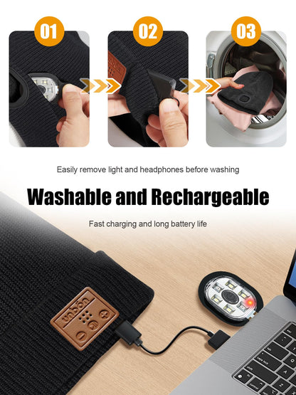 Valentines Day Gifts for Him, Valentine Gifts for Men, Mens Gift Cool Gadgets, LED Bluetooth Beanie with Light for Men