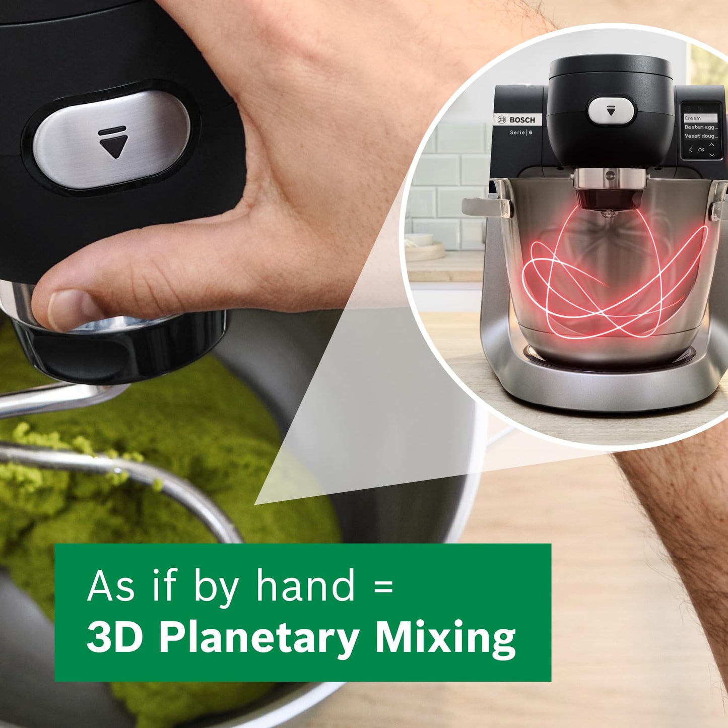 Bosch Series 6 MUMS6ZM00G Stand Mixer with Intelligent Sensing Technology and Integrated Scale, Professional Patisserie Set Included, 1600W. Black/Silver Stainless Steel