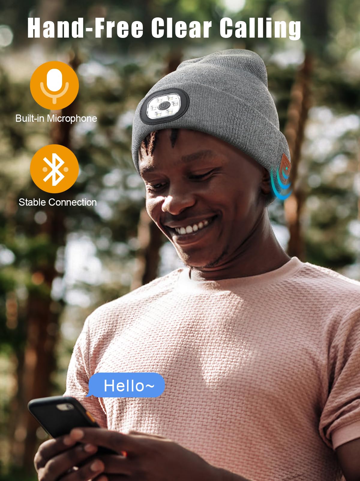 Valentines Day Gifts for Him, Valentine Gifts for Men, Mens Gift Cool Gadgets, LED Bluetooth Beanie with Light for Men