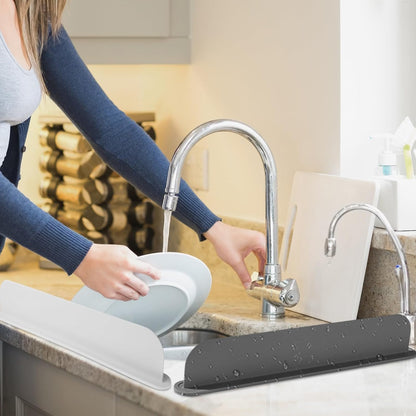 Kitchen Sink Splash Guard Silicone Sink Water Splash Guard Splatter Baffle Board With Sponge Holder For Home Countertop Protector(mint green)