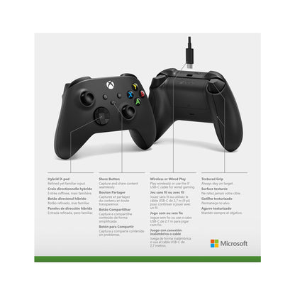 Xbox Wireless Controller – Carbon Black Series X|S, One, and Windows Devices