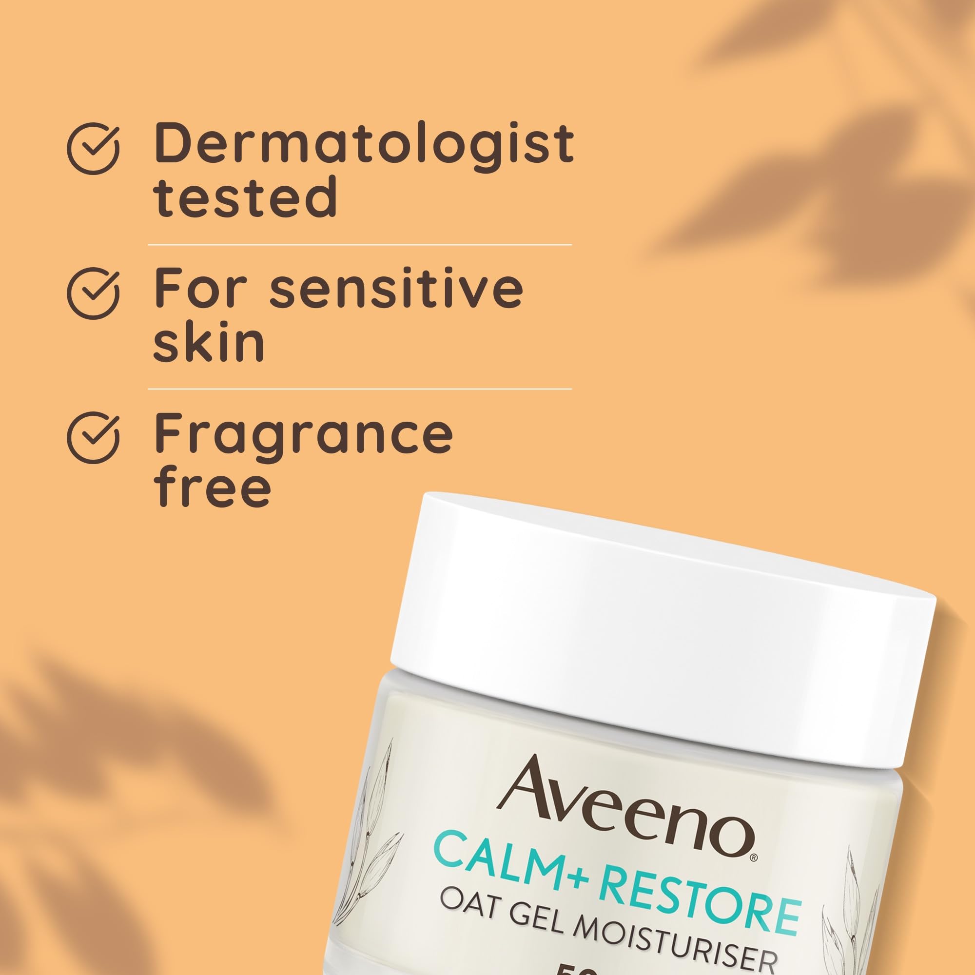 Aveeno Face Calm+Restore Oat Gel Moisturiser (1x 50ml), Face Moisturiser to Instantly Soothe and Replenish the Skin's Moisture Barrier, Intensely Nourishing Day Cream, Suitable for Sensitive Skin